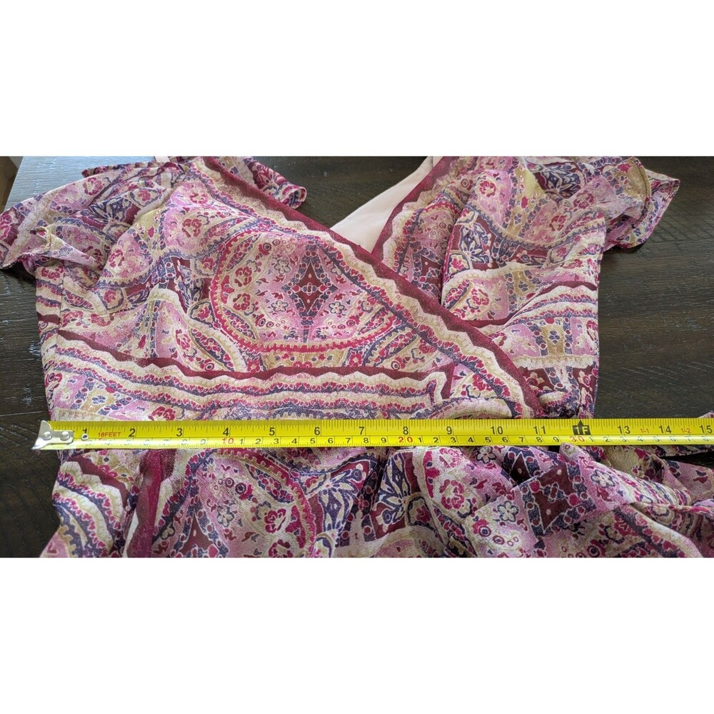 BCBGMaxazria Wrap Dress M Pink Tibetan Handkerchief Boho Off Shoulder Flowy $348 - Picture 10 of 10